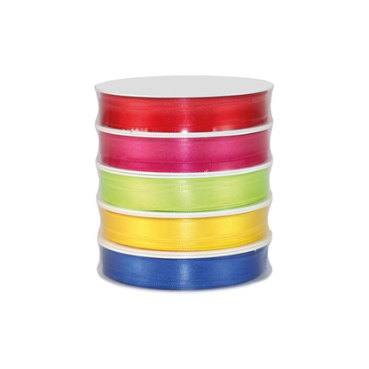 Artikelbild für PRÄSENT Geschenkband SATIN satiniert rot/pink/hellgrün/gelb/blau 10,0 mm x 5x 3,0 m, Artikelnummer 299311