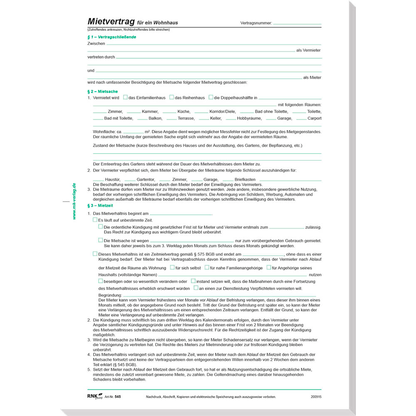 Artikelbild für RNK-Verlag 545/10 Mietverträge für Häuser, 10 St., Artikelnummer 622478