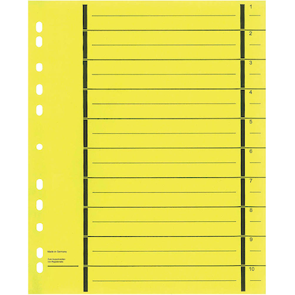 Artikelbild für Wekre Trennblätter DIN A4 1-10 gelb, 190 g/qm, 50 St., Artikelnummer 305971