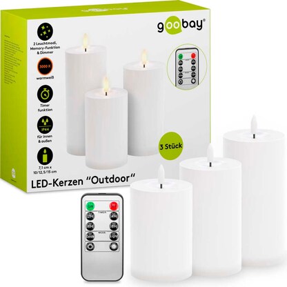 Artikelbild für goobay LED-Kerzen weiß, 3 St., Artikelnummer 725422