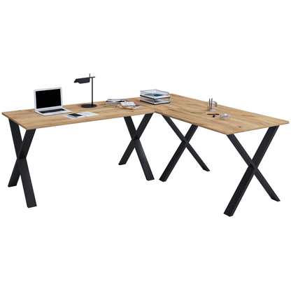 Artikelbild für VCM my office Lona Schreibtisch honig-eiche rechteckig, X-Fuß-Gestell schwarz 190,0 x 80,0 cm, Artikelnummer 269476