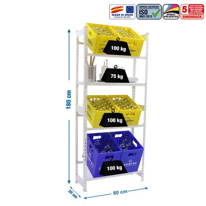 Artikelbild 2 für Simonrack Getränkekistenregal SIMONBOTTLE 8425437087813 weiß 80,0 x 30,0 x 180,0 cm, Artikelnummer 353278