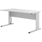 Artikelbild 1 für HAMMERBACHER Inader Schreibtisch lichtgrau rechteckig, C-Fuß-Gestell silber 160,0 x 80,0 cm, Artikelnummer 842043