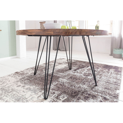 Artikelbild 6 für WOHNLING Esstisch sheesham rund, Haarnadelbeine schwarz, 120,0 x 120,0 x 78,0 cm, Artikelnummer 906047