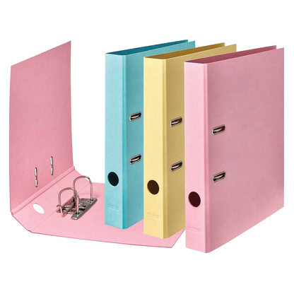 Artikelbild für FALKEN PURE Pastell Ordner Vanille-Gelb, Flamingo-Pink, Himmel-Blau Karton 5,0 cm DIN A4, 10 St., Artikelnummer 265084