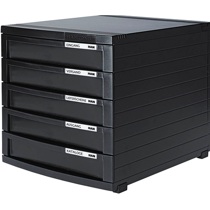 Artikelbild für HAN Schubladenbox Contur schwarz 1505-13D, DIN B4 mit 5 Schubladen, 1 St., Artikelnummer 197123
