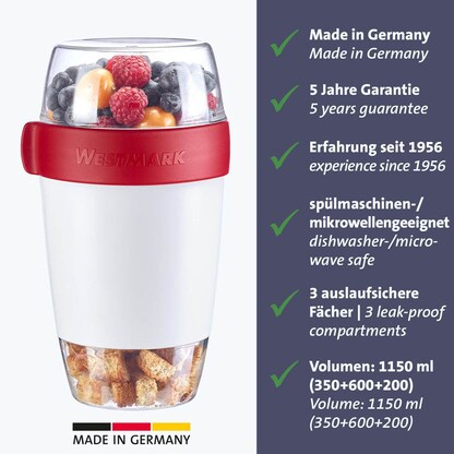Artikelbild 5 für WESTMARK Speisebehälter weiß/rot 1150,0 ml, 1 St., Artikelnummer 996823