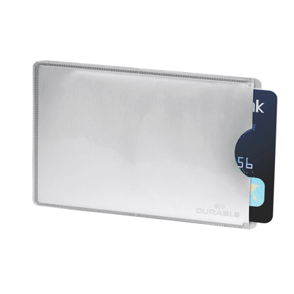 Artikelbild für DURABLE Kreditkartenhülle RFID SECURE silber 5,4 x 8,6 cm, 1 St., Artikelnummer 402659