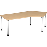 Artikelbild 1 für geramöbel Flex höhenverstellbarer Schreibtisch buche, silber L-Form, 5-Fuß-Gestell silber 216,6 x 113,0 cm, Artikelnummer 881716