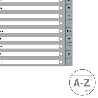 Artikelbild 5 für VON LEITZ Register DIN A4 Überbreite A-Z grau-weiß 20-teilig, 1 Satz, Artikelnummer 635837