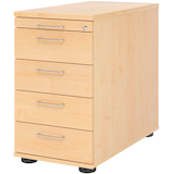 Artikelbild 1 für HAMMERBACHER Mirakel Standcontainer ahorn 5 Auszüge Stahl-Bügelgriff silber 42,8 x 80,0 x 72,0 - 76,0 cm, Artikelnummer 999516