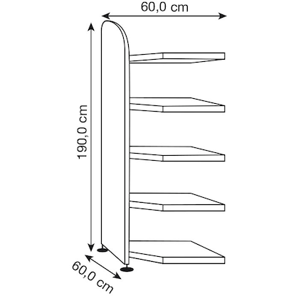 Artikelbild 2 für Kerkmann Eckregal Dante lichtgrau 60,0 x 32,5 - 60,0 x 190,0 cm, 1 St., Artikelnummer 658906