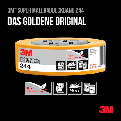 Artikelbild 9 für 3M 244 Malerband orange 30,0 mm x 50,0 m 1 Rolle, Artikelnummer 477446
