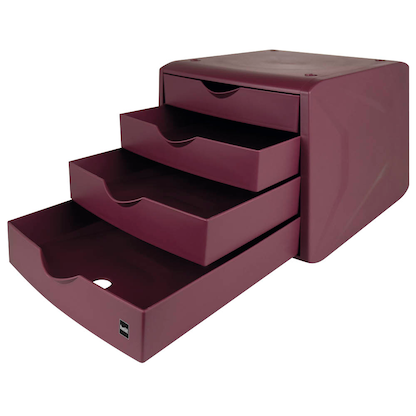 Artikelbild 2 für helit Schubladenbox the green chameleon bordeaux H6429525, DIN A4 mit 4 Schubladen, 1 St., Artikelnummer 823801