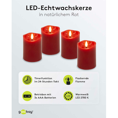 Artikelbild 5 für goobay LED-Kerzen rot, 4 St., Artikelnummer 725469
