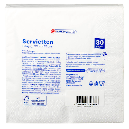 Artikelbild 5 für alouette Servietten weiß 3-lagig 33,0 x 33,0 cm, 30 St., Artikelnummer 559760