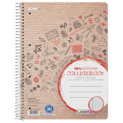 Artikelbild 2 für LANDRÉ® Collegeblock Recycling kariert DIN A4 Innenrand, 1 St., Artikelnummer 298287