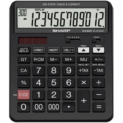Artikelbild für SHARP EL-CC12GP Taschenrechner schwarz, Artikelnummer 385159