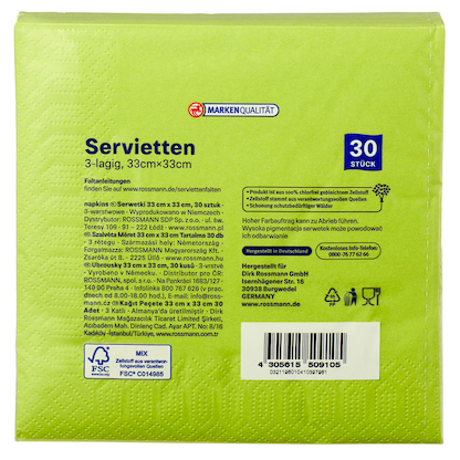 Artikelbild 5 für alouette Servietten grün 3-lagig 33,0 x 33,0 cm, 30 St., Artikelnummer 559961