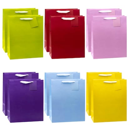 Artikelbild für TSI Geschenktüten TRENDFARBEN dunkelrot, lia, grün, hellblau, gelb, rosa 26,0 x 32,0 cm, 12 St., Artikelnummer 652717