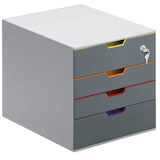 Artikelbild 1 für DURABLE Schubladenbox VARICOLOR® SAFE dunkelgrau mit bunten Farblinien 760627, DIN A4 mit 4 Schubladen, 1 St., Artikelnummer 265001