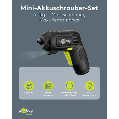 Artikelbild 5 für goobay 77818 Akku-Schrauber-Set, mit 1 Akku, Artikelnummer 779559