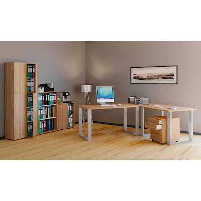 Artikelbild 5 für VCM my office Lona Schreibtisch honig-eiche L-Form, U-Fuß-Gestell silber 190,0 x 50,0/160,0 cm, Artikelnummer 268658