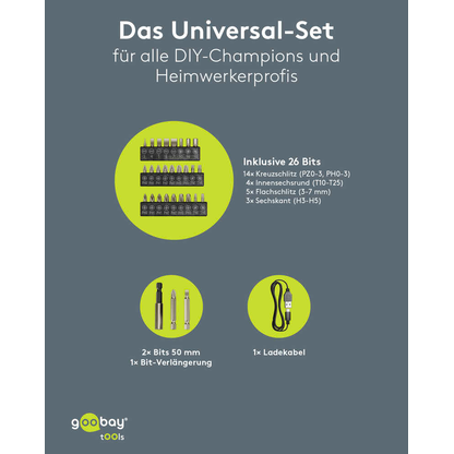 Artikelbild 6 für goobay 77818 Akku-Schrauber-Set, mit 1 Akku, Artikelnummer 779559