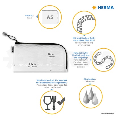 Artikelbild 2 für HERMA Reißverschlussbeutel DIN A4 überbreit transparent/orange, 1 St., Artikelnummer 555117
