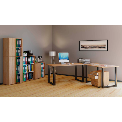 Artikelbild 5 für VCM my office Lona Schreibtisch honig-eiche L-Form, U-Fuß-Gestell schwarz 190,0 x 80,0/160,0 cm, Artikelnummer 268977