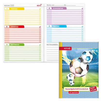 Artikelbild für ROTH Hausaufgabenheft Fußball Klipp & Klar liniert DIN A5 ohne Rand, 96 Blatt, 1 St., Artikelnummer 580679