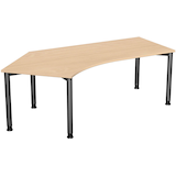 Artikelbild 1 für geramöbel Flex höhenverstellbarer Schreibtisch buche, anthrazit L-Form, 5-Fuß-Gestell grau 216,6 x 113,0 cm, Artikelnummer 881728
