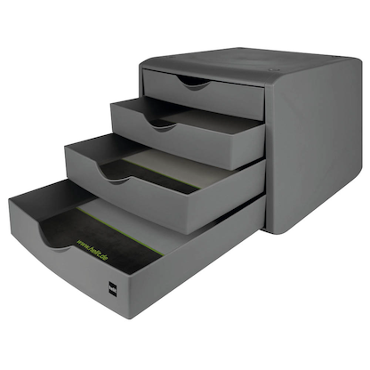 Artikelbild 3 für helit Schubladenbox the green chameleon grau H6429582, DIN A4 mit 4 Schubladen, 1 St., Artikelnummer 823817