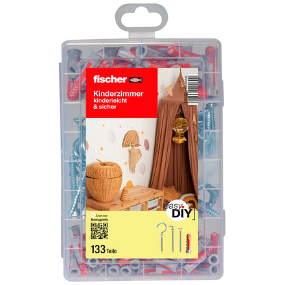 Artikelbild 2 für fischer easyDIY Box Kinderzimmer 541507 Dübel- und Schrauben-Sortiment, 133-teilig, Artikelnummer 480139