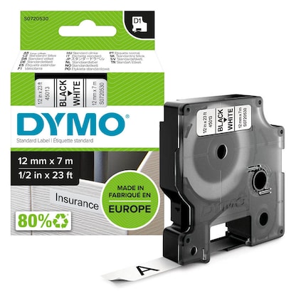 Artikelbild für DYMO Schriftband D1 45013 S0720530, 12 mm, schwarz auf weiß, 1 St., Artikelnummer 148429