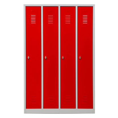 Artikelbild 2 für Gürkan Spind lichtgrau, feuerrot 105038, 4 Schließfächer 117,0 x 50,0 x 180,0 cm, Artikelnummer 560065