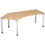 Artikelbild 1 für geramöbel Flex höhenverstellbarer Schreibtisch buche, silber L-Form, 5-Fuß-Gestell silber 216,6 x 113,0 cm, Artikelnummer 881800