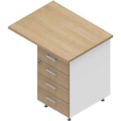 Artikelbild für Quadrifoglio Standcontainer weiß, eiche hell 4 Auszüge Kunststoff-Stangengriff weiß 80,0 x 60,0 x 75,0 cm, Artikelnummer 592941