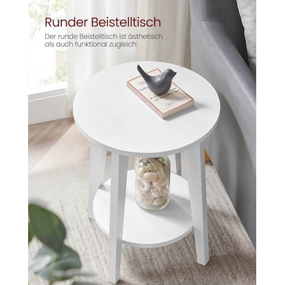 Artikelbild 6 für VASAGLE Beistelltisch rund Spanplatte weiß 40,0 x 40,0 x 50,7 cm, 1 St., Artikelnummer 289946