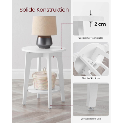 Artikelbild 4 für VASAGLE Beistelltisch rund Spanplatte weiß 40,0 x 40,0 x 50,7 cm, 1 St., Artikelnummer 289946