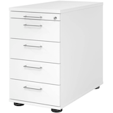 Artikelbild 1 für HAMMERBACHER Solid SC50 Standcontainer weiß 5 Auszüge Stahl-Bügelgriff silber 42,8 x 80,0 x 72,0 - 76,0 cm, Artikelnummer 992685