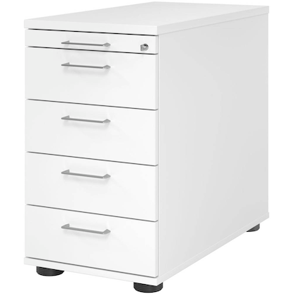 Artikelbild für HAMMERBACHER Solid SC50 Standcontainer weiß 5 Auszüge Stahl-Bügelgriff silber 42,8 x 80,0 x 72,0 - 76,0 cm, Artikelnummer 992685