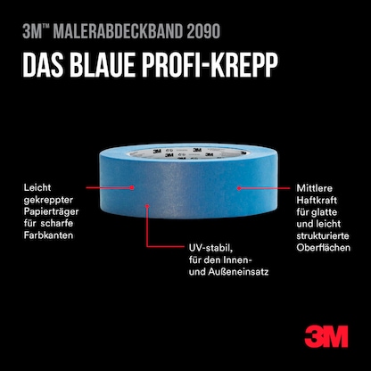 Artikelbild 8 für 3M 2090 Malerband blau 30,0 mm x 50,0 m 1 Rolle, Artikelnummer 477579