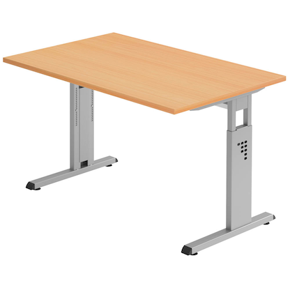 Artikelbild für HAMMERBACHER OS 12 höhenverstellbarer Schreibtisch buche rechteckig, C-Fuß-Gestell silber 120,0 x 80,0 cm, Artikelnummer 656722