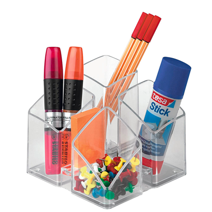 Artikelbild für HAN Stiftehalter SCALA transparent Polystyrol 4 Fächer 12,5 x 12,5 x 10,0 cm, Artikelnummer 120725