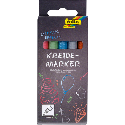 Artikelbild für folia METALLIC EFFECTS Kreidemarker farbsortiert 1,0 - 2,0 mm, 5 St., Artikelnummer 314631