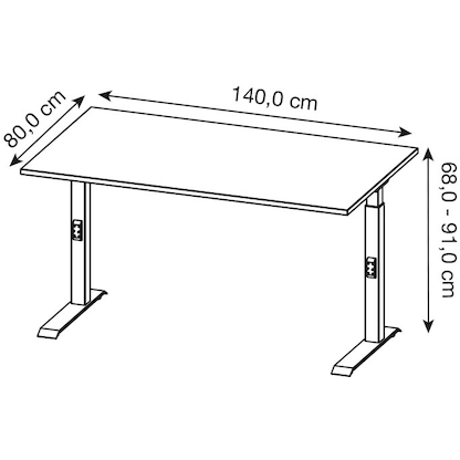 Artikelbild 2 für GERMANIA Bedano höhenverstellbarer Schreibtisch grafit rechteckig, C-Fuß-Gestell schwarz 180,0 x 80,0 cm, Artikelnummer 388799