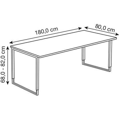 Artikelbild 2 für Kerkmann Yukon höhenverstellbarer Schreibtisch weiß rechteckig, Kufen-Gestell silber 180,0 x 80,0 cm, Artikelnummer 324614