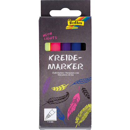 Artikelbild für folia NEON LIGHTS Kreidemarker farbsortiert 1,0 - 2,0 mm, 5 St., Artikelnummer 314722