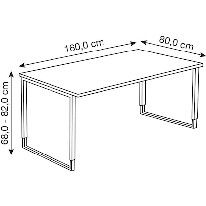 Artikelbild 2 für Kerkmann Yukon höhenverstellbarer Schreibtisch weiß rechteckig, Kufen-Gestell silber 160,0 x 80,0 cm, Artikelnummer 344333
